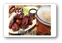 Otts logo over image of wings on plate and glass of beer